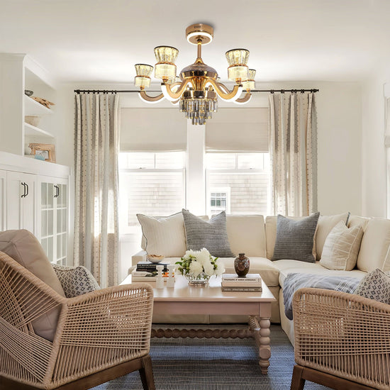 Lightsin Luxurious Palace Crystal Ceiling Fan with LED Color Changing Light Lightsin UK 