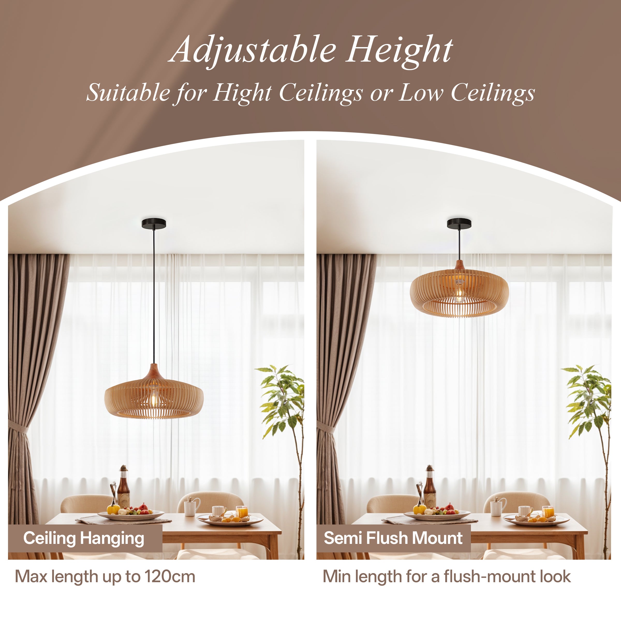 Shadome-Handcrafted Wooden Kitchen Pendant Light Fixtures