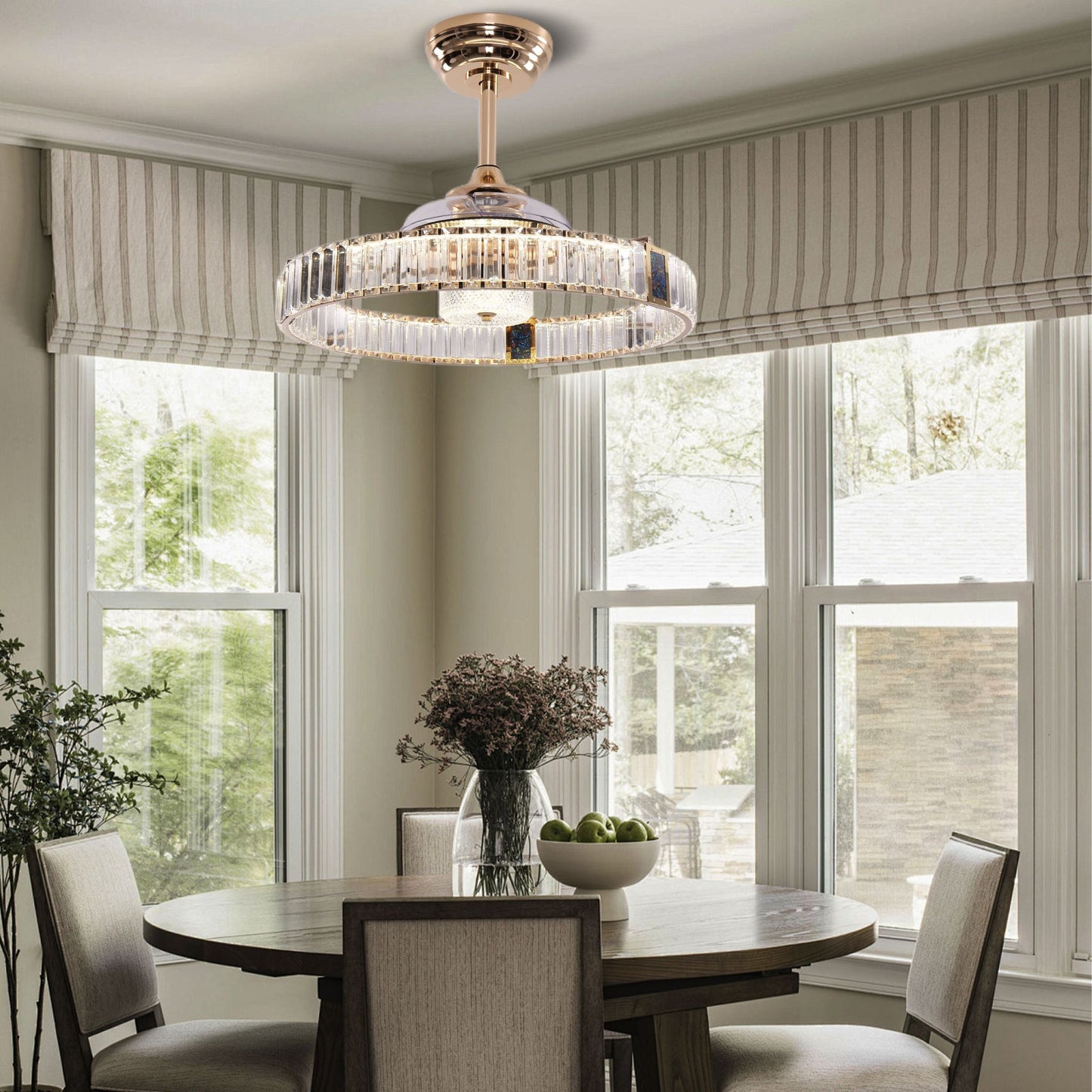 Lightsin Elegant Gold Silent Ceiling Fan Lamp with Crystal Accent Lightsin UK 