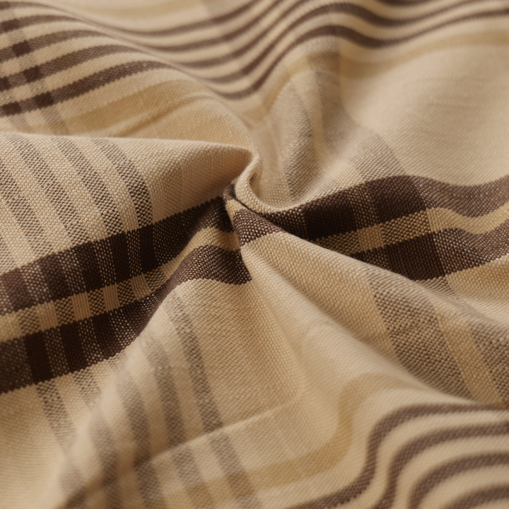 Mid-weight Plaid Fabric Cotton, Beige Taupe, AR460042
