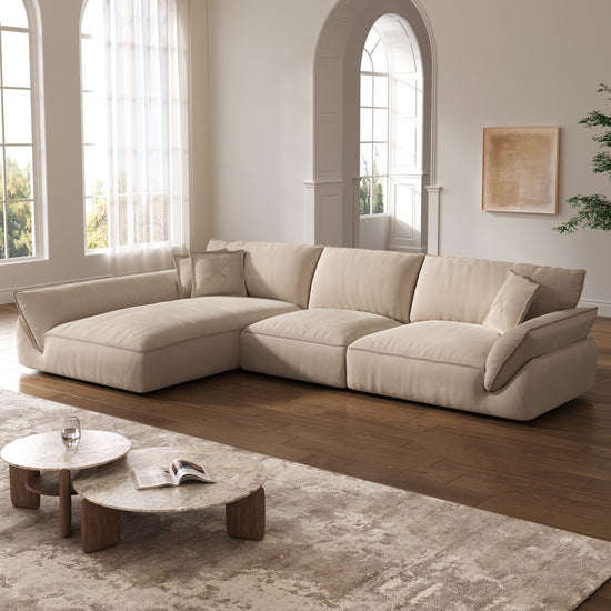 Cottonfy Cat-Scratch Resistant Fabric Elephant Ears Style Corner Sofa