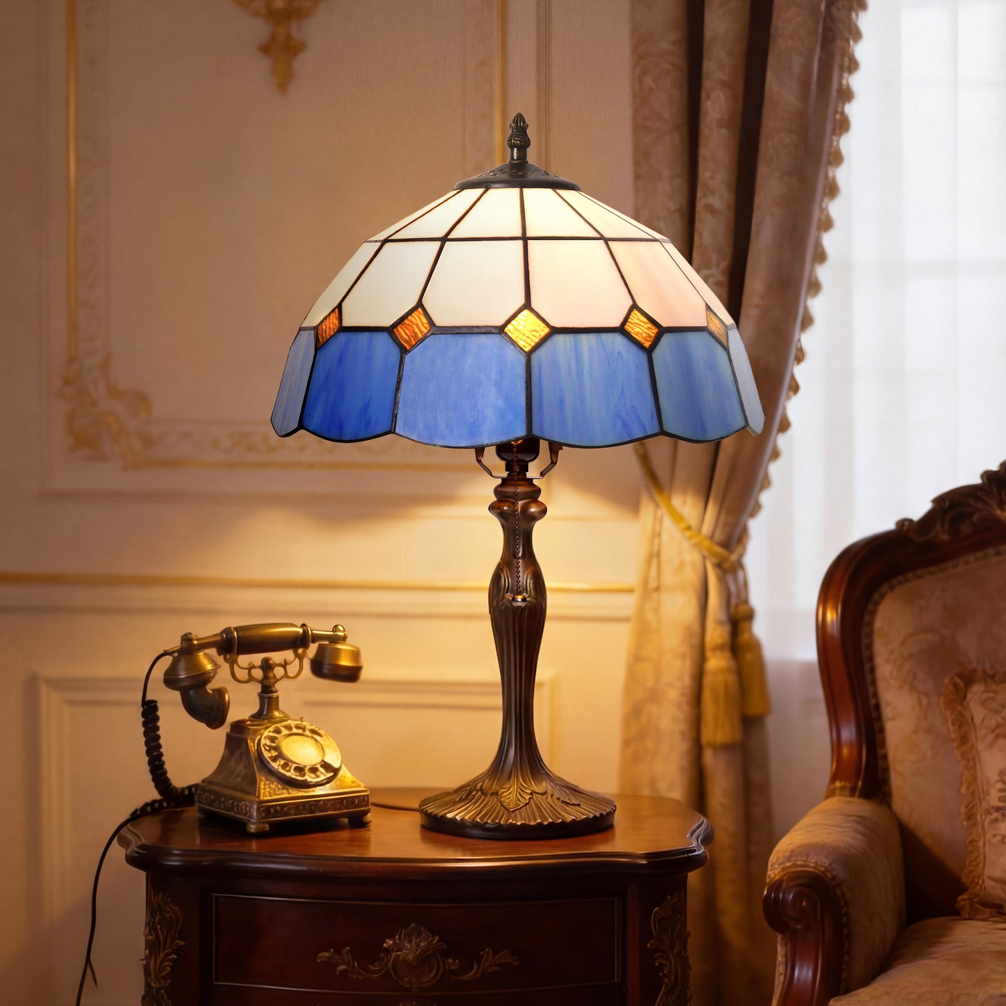 Tiffany Table Lamp | Handcrafted Stained Glass Block Series