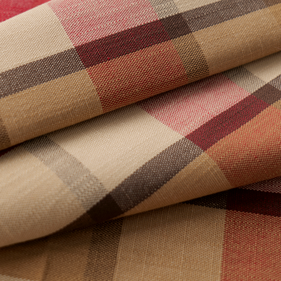 Mid-weight Windowpane Check Fabric Cotton, Deep Claret Red, AR460056