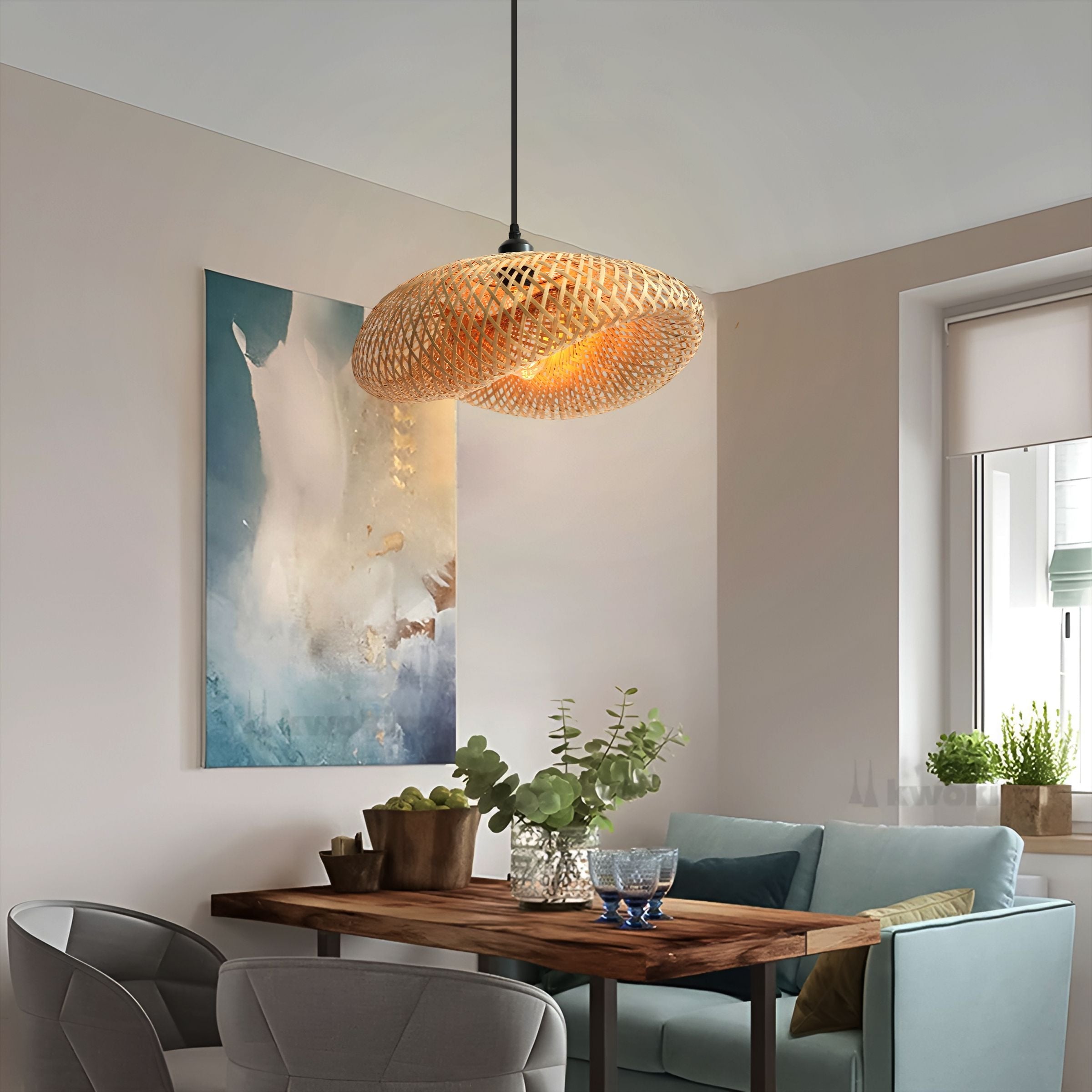 Lightsin Eco-Friendly Handmade Bamboo Pendant Light for Dining Room & Living Room Lightsin UK 