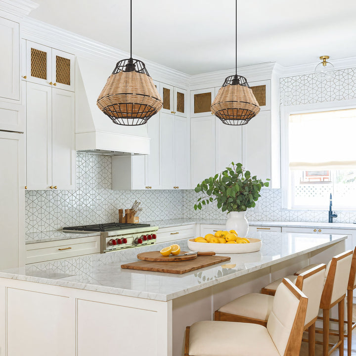 Lightsin Hexagonal Woven Pendant Light for Natural Warmth and Modern Style Lightsin UK 2 Units 