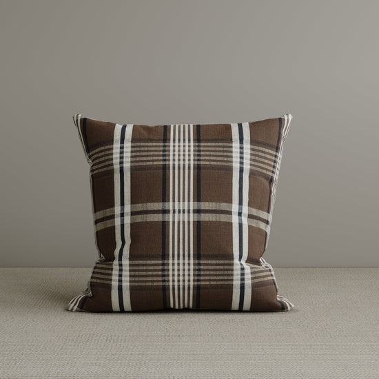 Square Exclusive Design Cushion in Brown Checkered Cotton Linen, 45*45CM