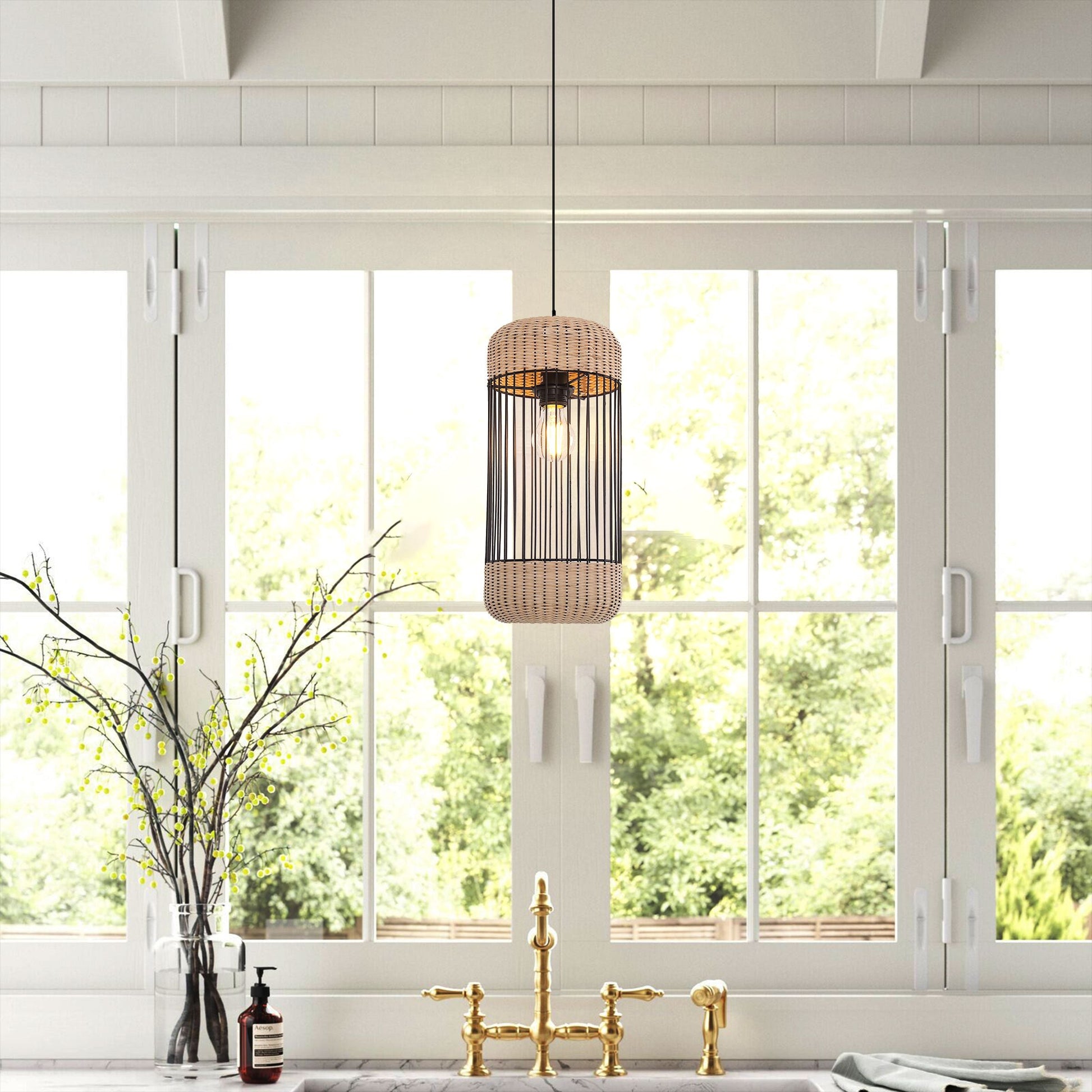 Lightsin Cylinder-Inspired Rattan Pendant Light for Warm Natural Elegance Lightsin UK 