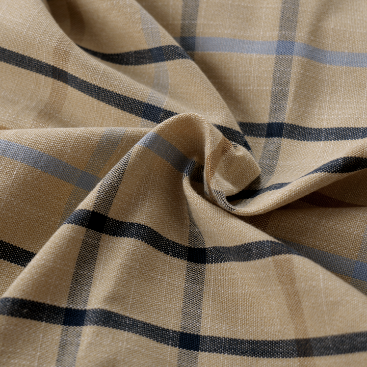 Mid-weight Windowpane Check Fabric Cotton, Sky Blue, AR460033