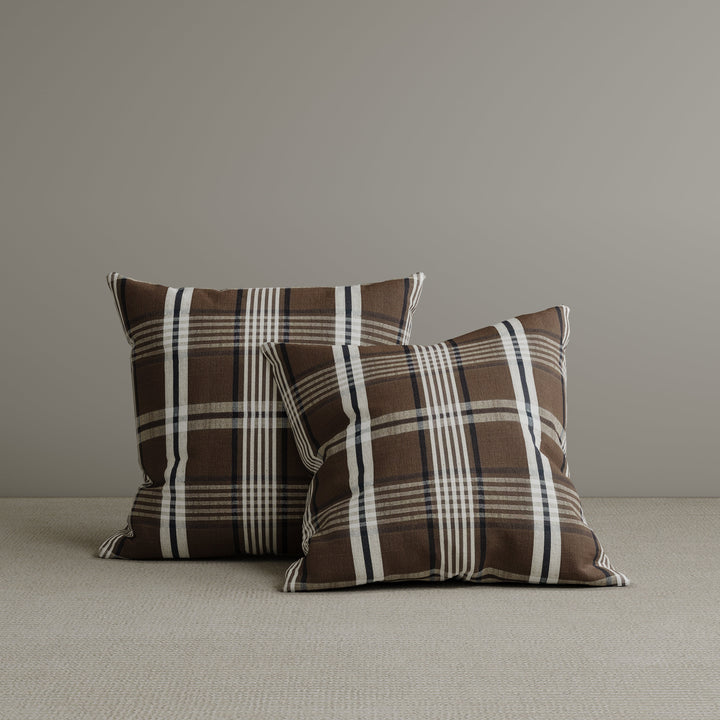 Square Exclusive Design Cushion in Brown Checkered Cotton Linen, 45*45CM