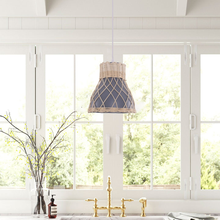 ‍Lightsin Modern Rattan Pendant Light Available in Grey, Pink, and White (100% off) Lightsin UK Grey 1 Unit 