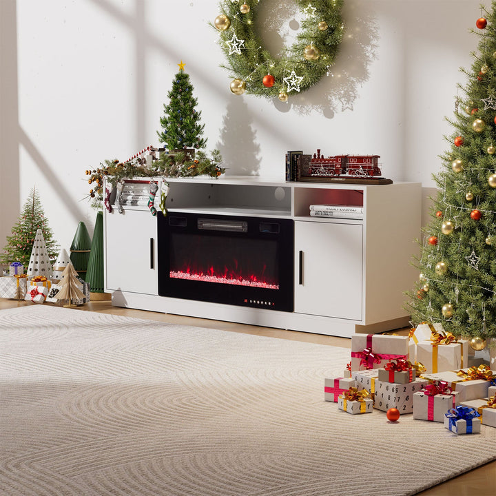 Smallbee 30Inch Electric Fireplace with TV Stand | Large Media Cabinet with 24 Colour Options