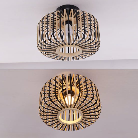 Modern Black Handwoven Bamboo Ceiling Light Lightsin UK 