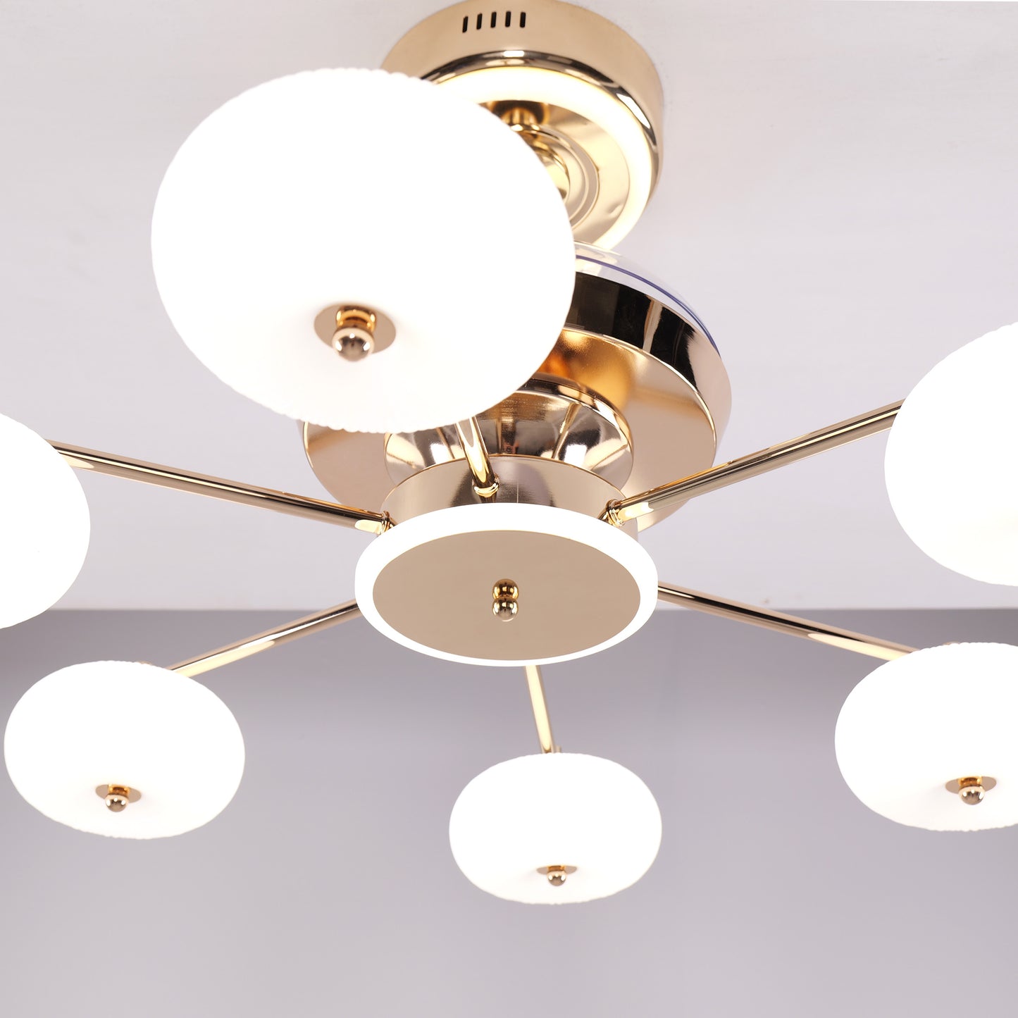 Ceiling Fan Light with 6-Speed Control in Copper and Acrylic