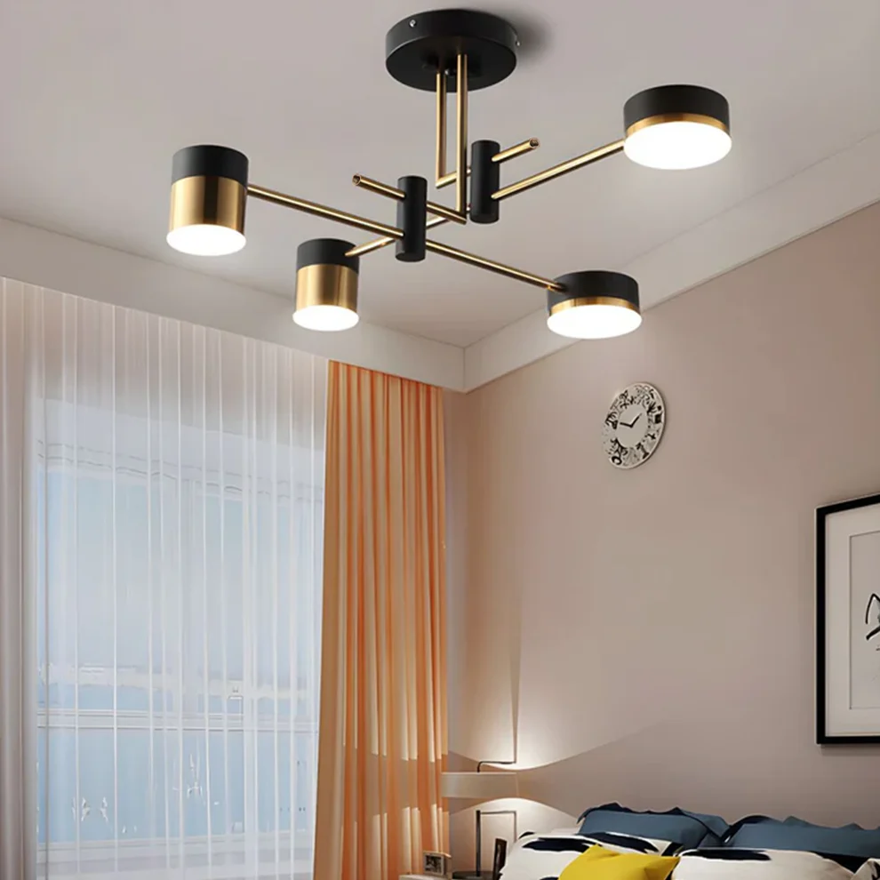 Modern Black & Gold LED Ceiling Light | Flush Mount Fixture with 3 Colour Temperatures