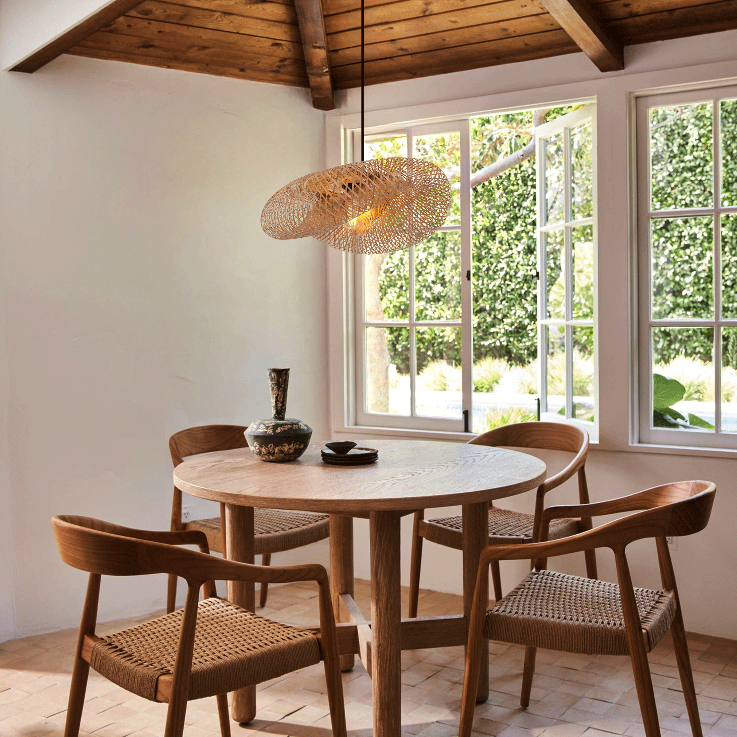 Lightsin Eco-Friendly Handmade Bamboo Pendant Light for Dining Room & Living Room Lightsin UK 