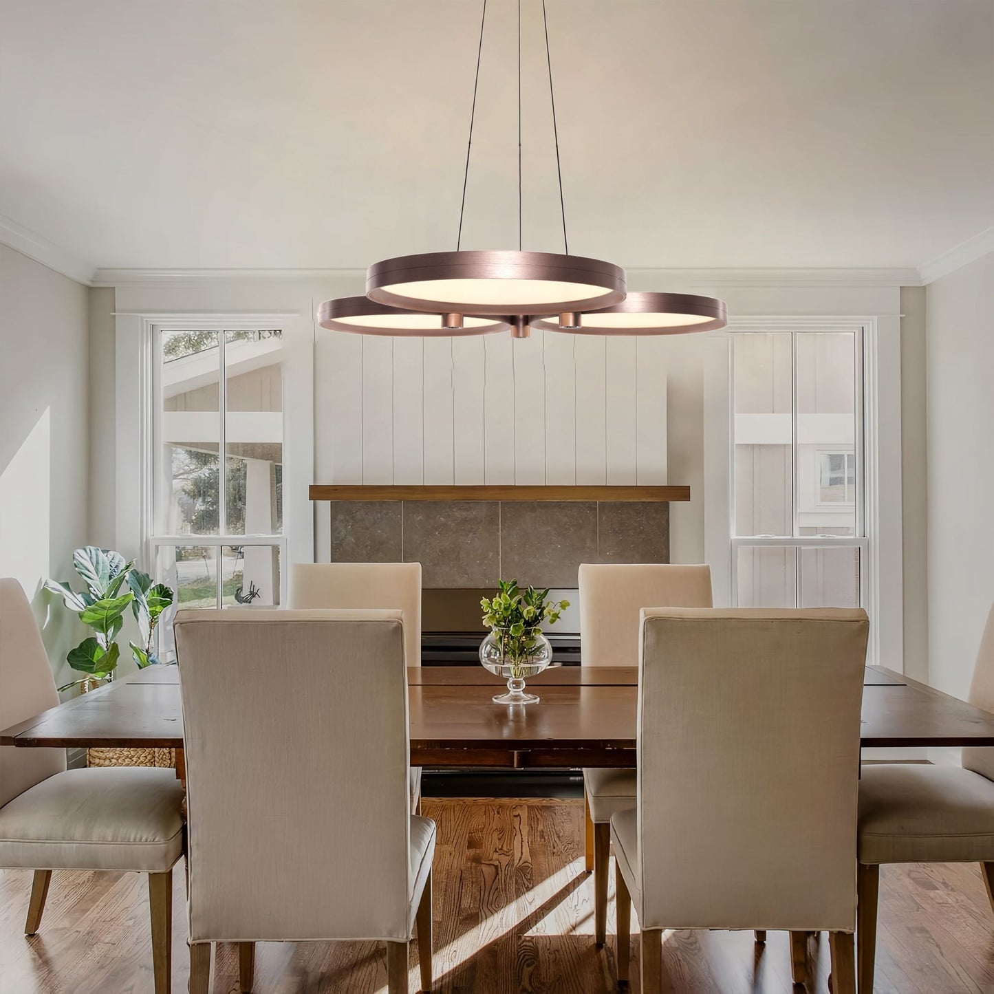 Lightsin Champagne Gold Triple-Ring Stepless Dimming Pendant Light Lightsin UK 