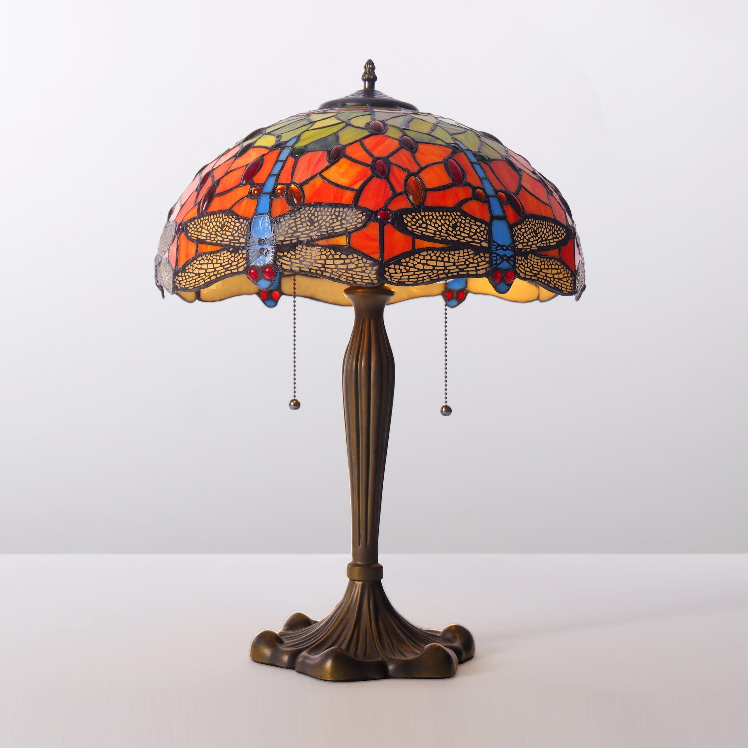 Lightsin Tiffany Table Lamp | Handcrafted Stained Glass Dragonfly Series Blue Dragonfly Lightsin UK 