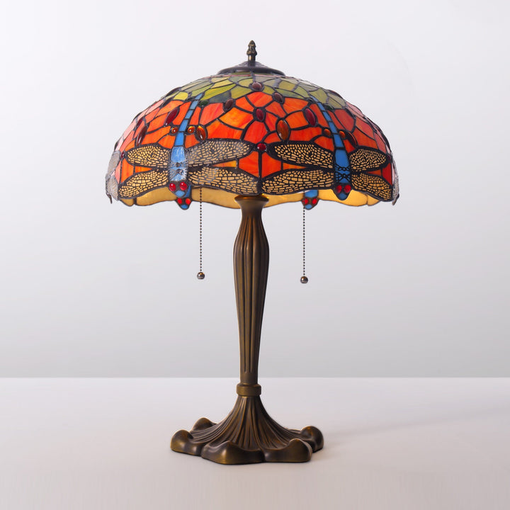 Lightsin Tiffany Table Lamp | Handcrafted Stained Glass Dragonfly Series Blue Dragonfly Lightsin UK 