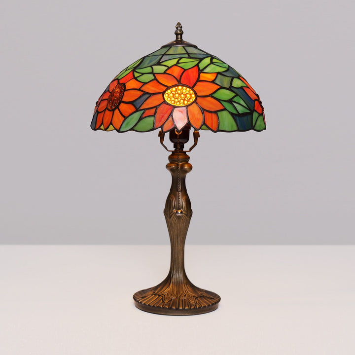Lightsin Tiffany Table Lamp | Handcrafted Stained Glass Floral Petals Series Green and Blue Lightsin UK 