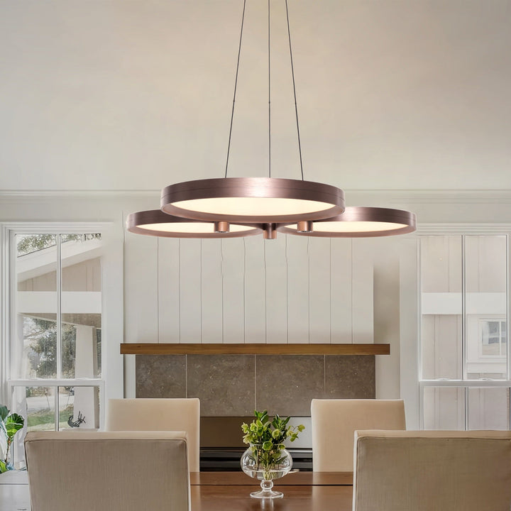 Lightsin Champagne Gold Triple-Ring Stepless Dimming Pendant Light Lightsin UK 