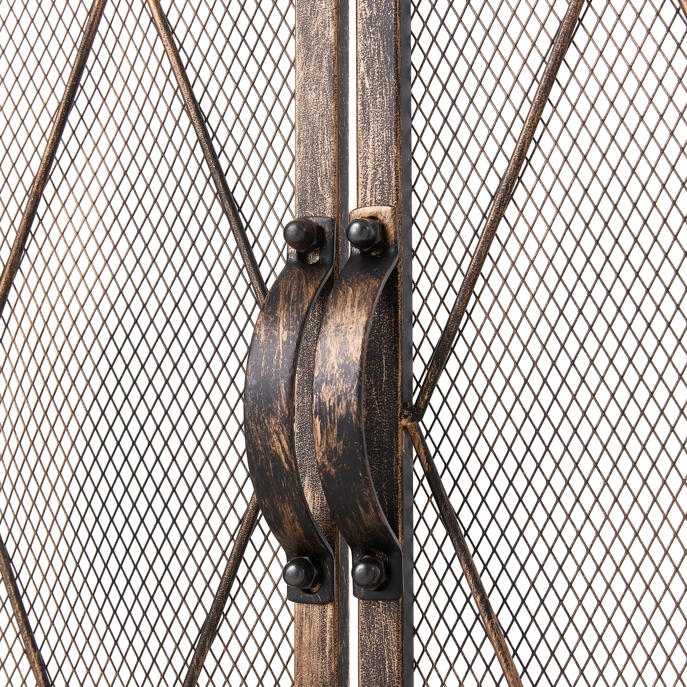 Smallbee Triple-Fold Iron Fireplace Screen Antique Copper Powder Coated – 127x13x81cm