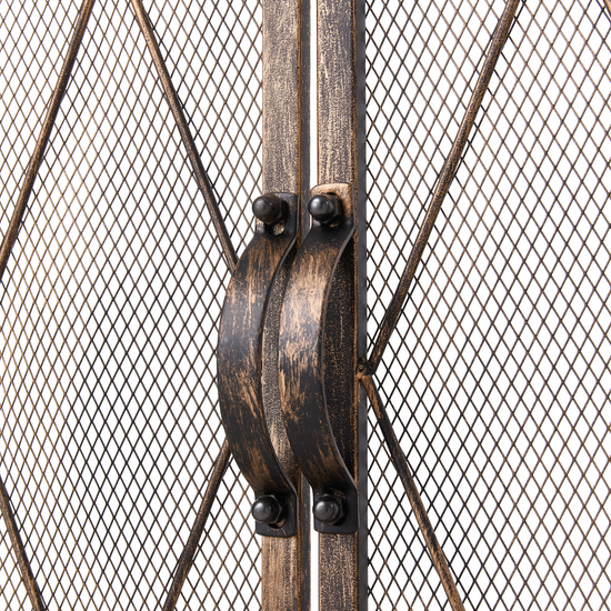 Smallbee Triple-Fold Iron Fireplace Screen Antique Copper Powder Coated – 127x13x81cm