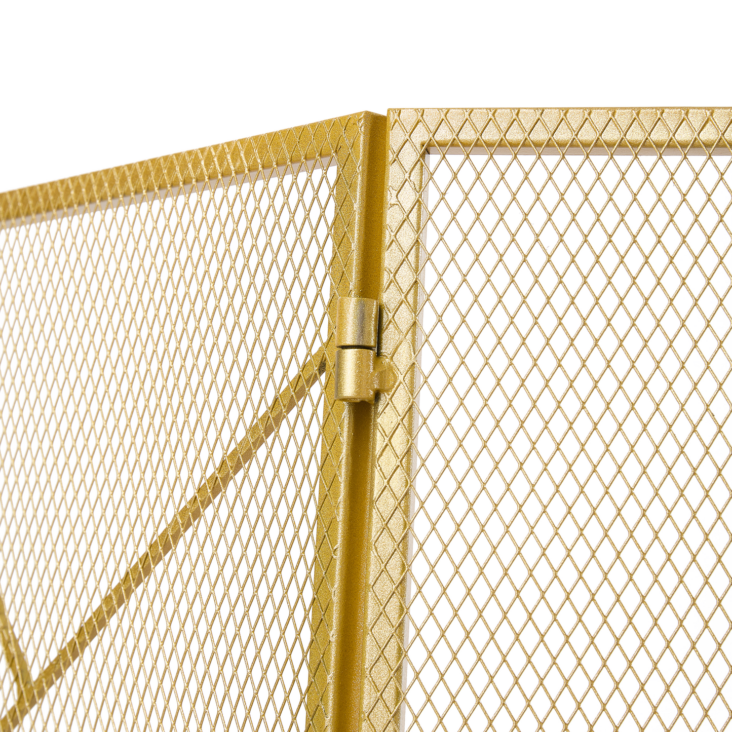 Smallbee Triple-Fold Iron Fireplace Screen Gold Frame – 132x1x80cm