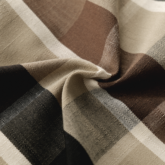 Mid-weight Windowpane Check Fabric Cotton, Mocha Brown, AR460046