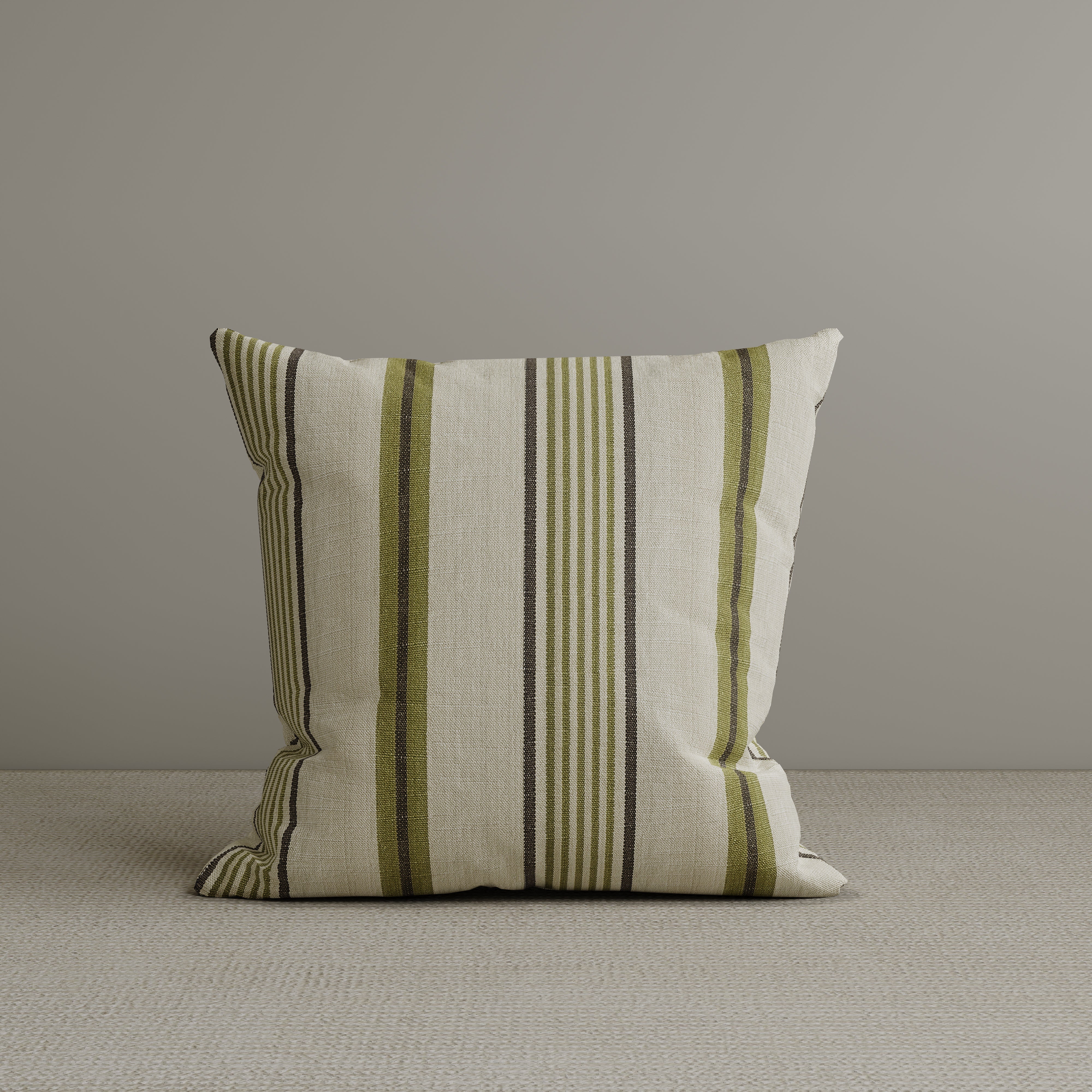 Square Exclusive Design Cushion in Green Striped Cotton Linen, 45*45CM