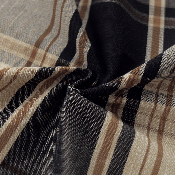 Mid-weight Tartan Check Fabric Cotton, Midnight Black, AR460058
