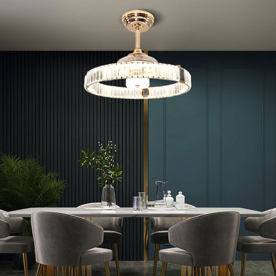Lightsin Elegant Gold Silent Ceiling Fan Lamp with Crystal Accent Lightsin UK 