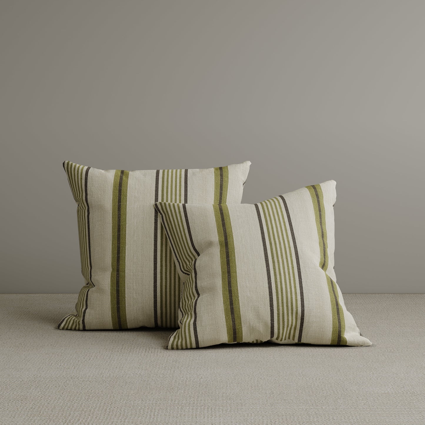 Square Exclusive Design Cushion in Green Striped Cotton Linen, 45*45CM