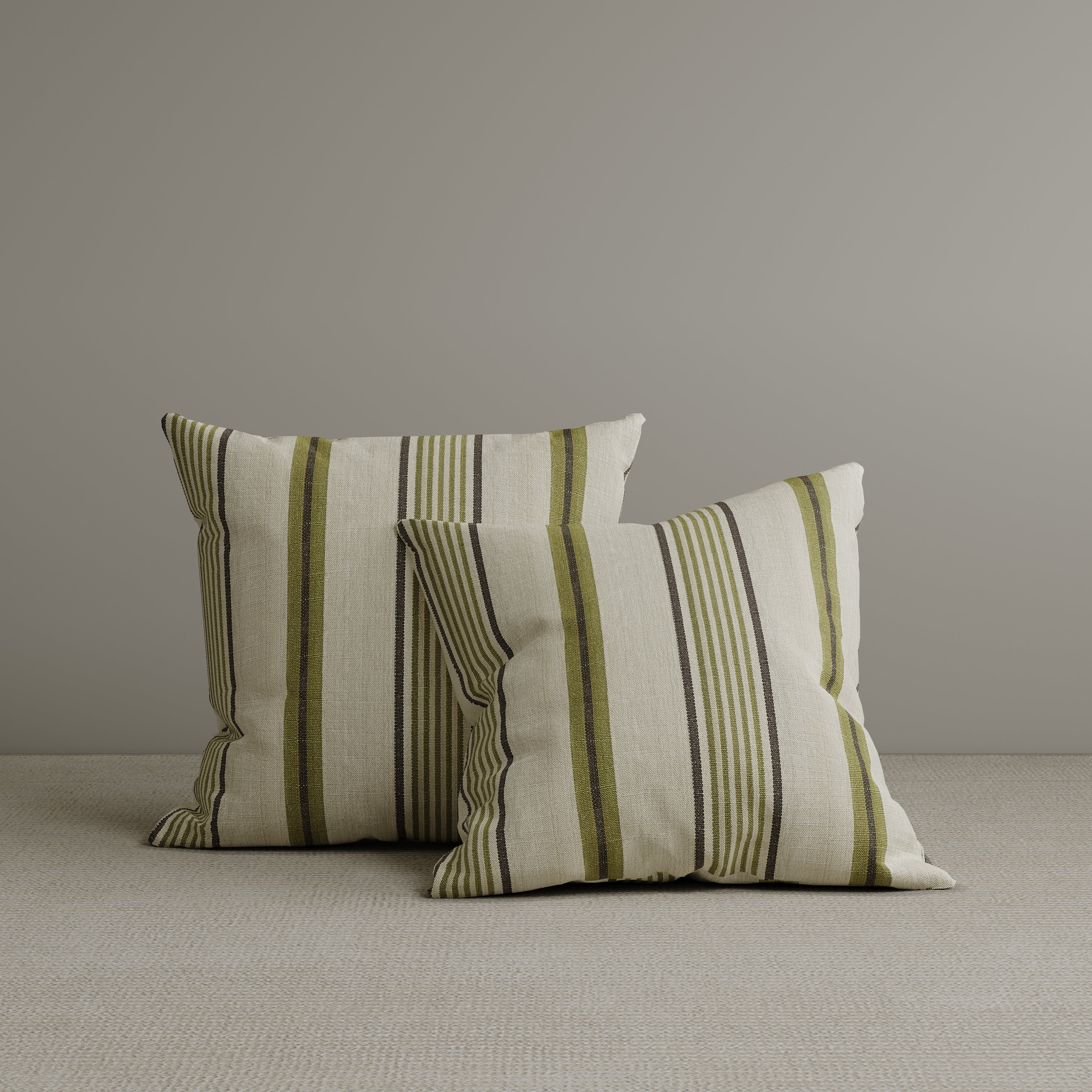 Square Exclusive Design Cushion in Green Striped Cotton Linen, 45*45CM