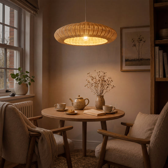 Japanese Shell-Inspired Rattan Pendant Light Natural Serenity