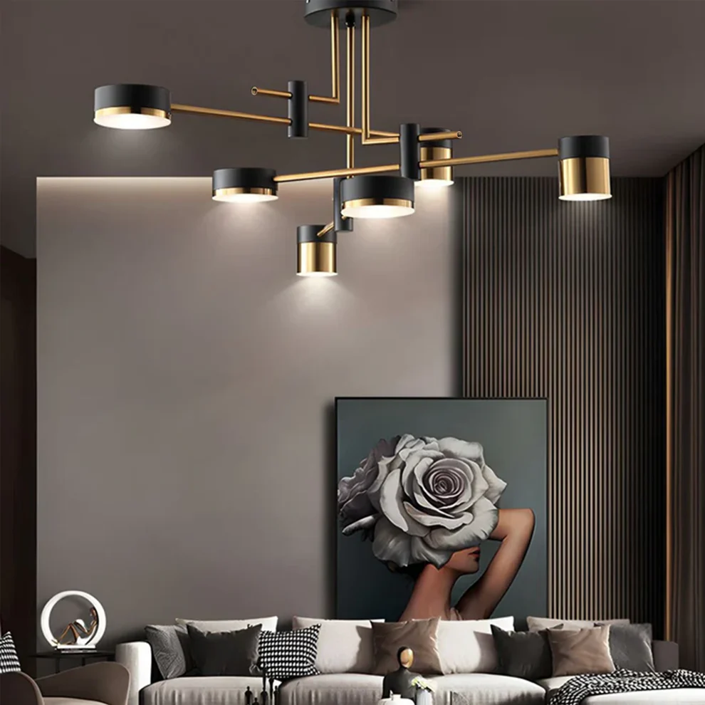 Modern Black & Gold LED Ceiling Light | Flush Mount Fixture with 3 Colour Temperatures