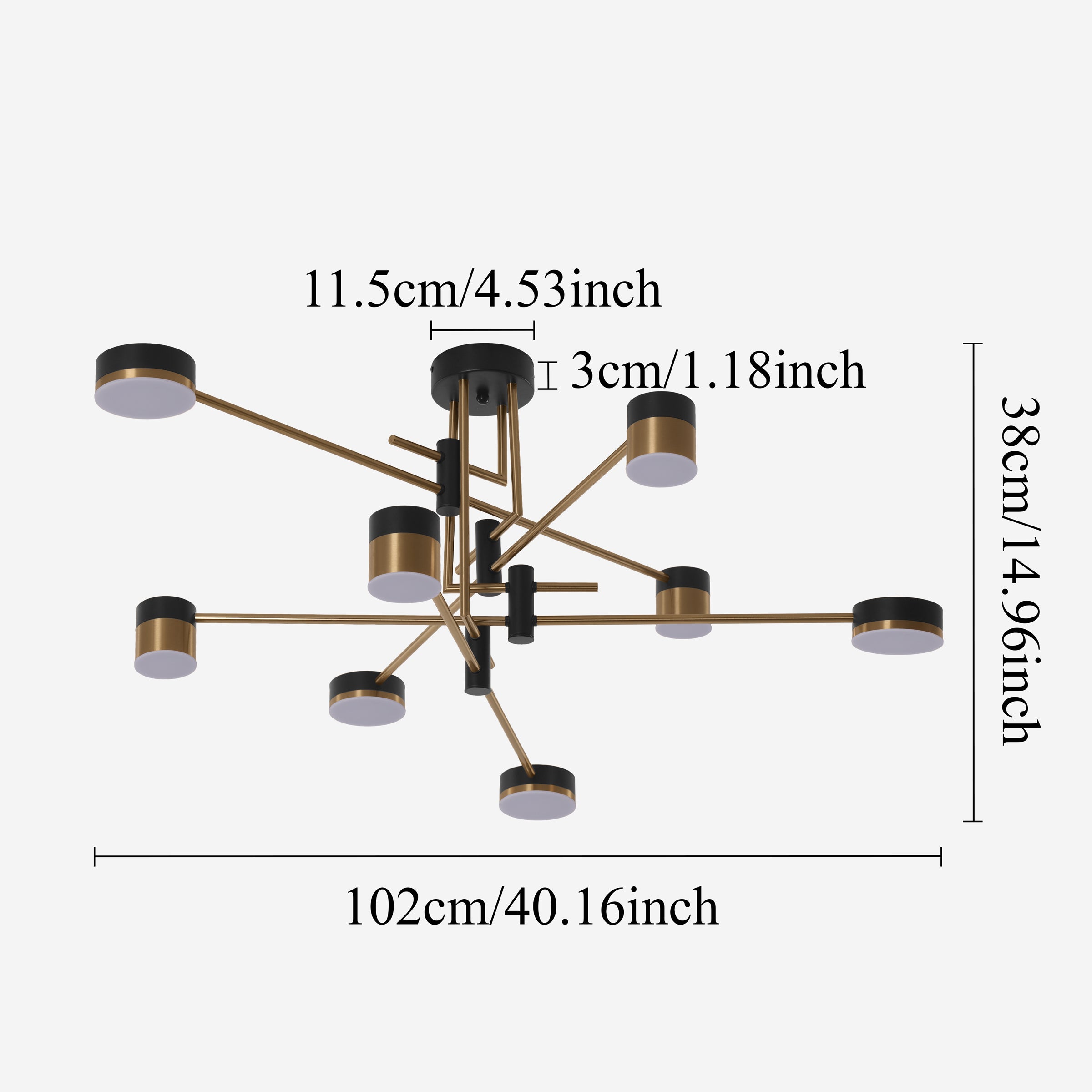 Modern Black & Gold LED Ceiling Light | Flush Mount Fixture with 3 Colour Temperatures