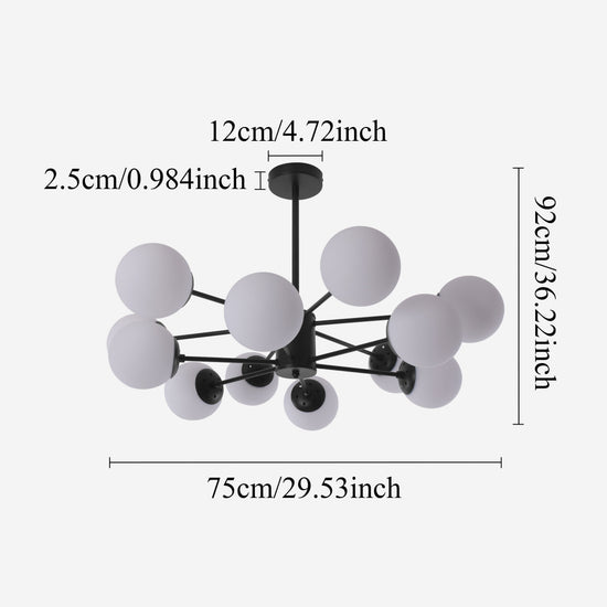 Cumulus - Modern Metal Chandelier Tubular Design Chandelier with LED White Shade