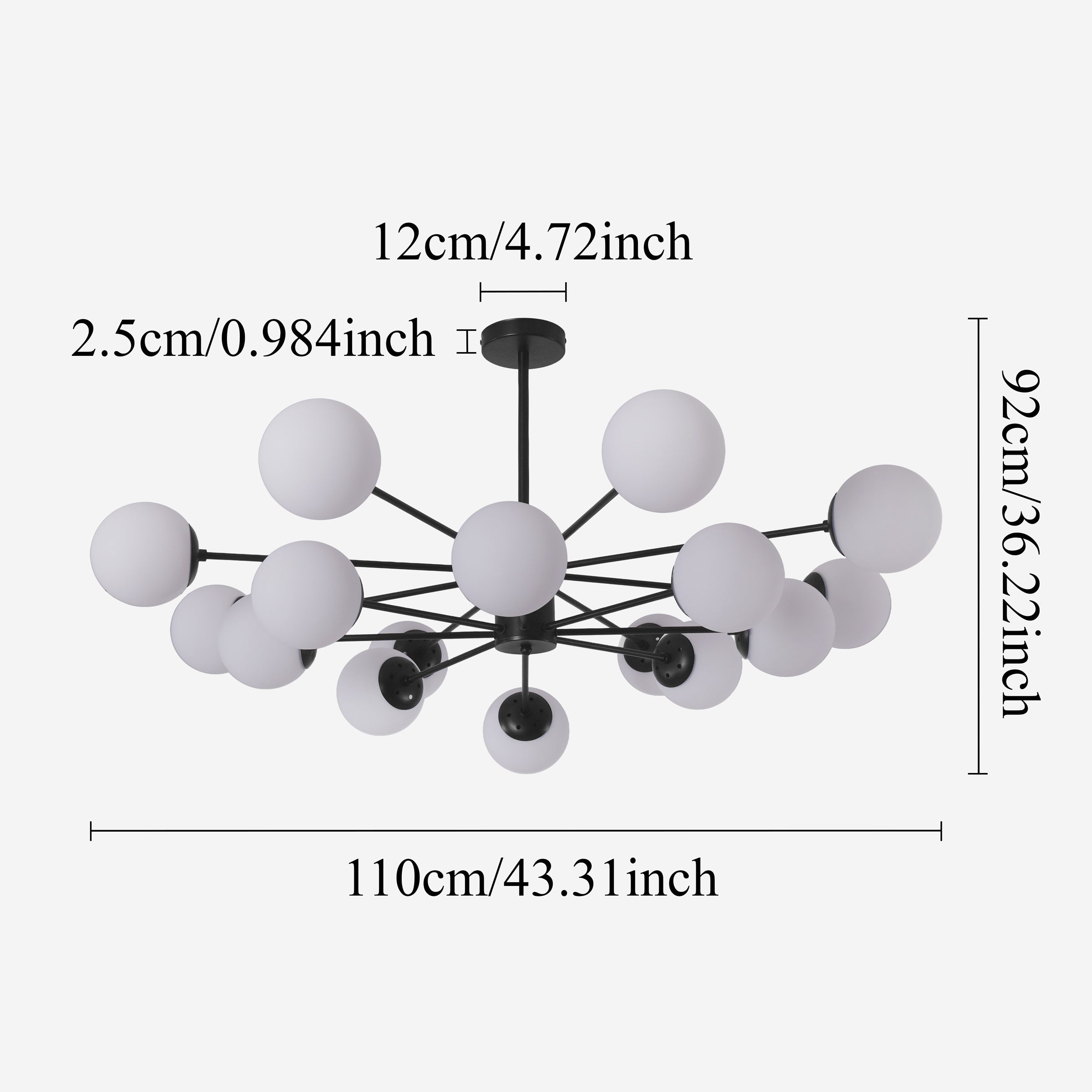 Cumulus - Modern Metal Chandelier Tubular Design Chandelier with LED White Shade