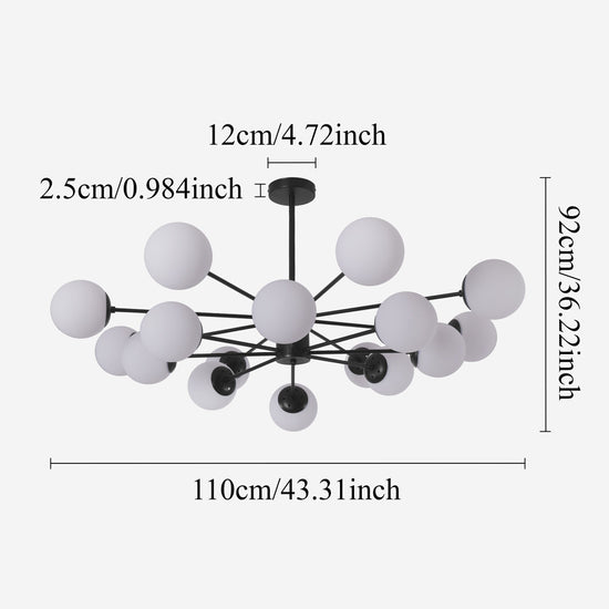 Cumulus - Modern Metal Chandelier Tubular Design Chandelier with LED White Shade