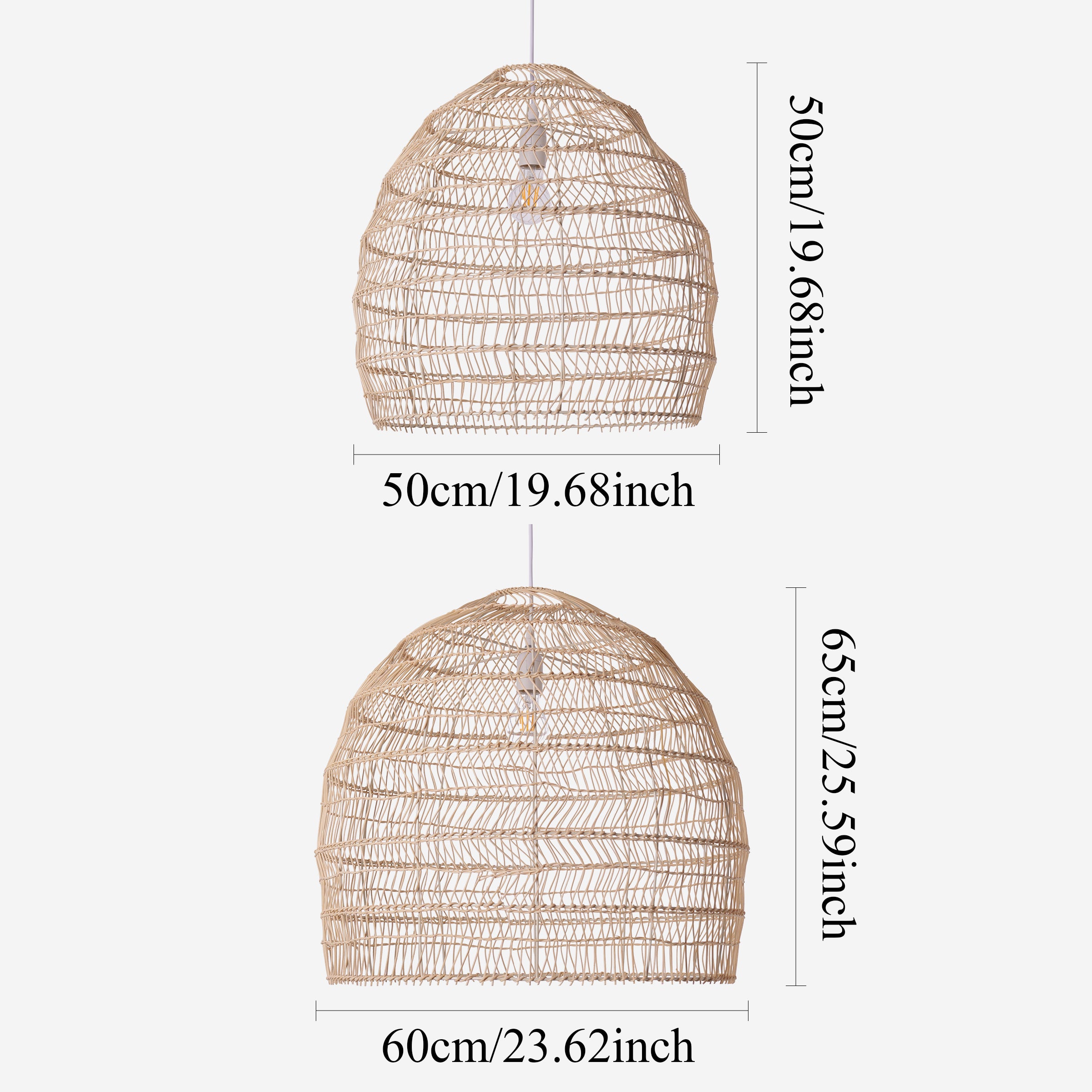 Natural Rattan Pendant Light | Handwoven Ceiling Lamp for Kitchen & Dining Room