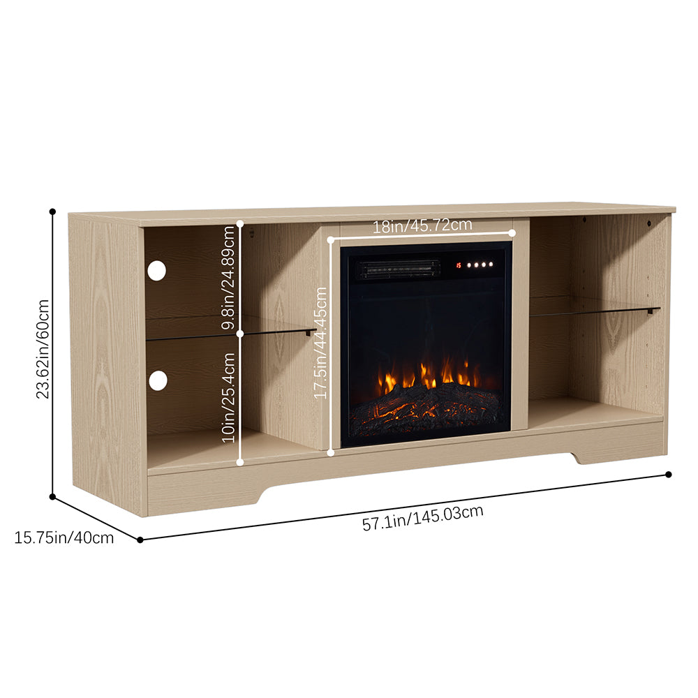 Smallbee Fireplace Cabinet with 18inch Electric Fire | Touchscreen-enabled, remote-controlled, timer-operated