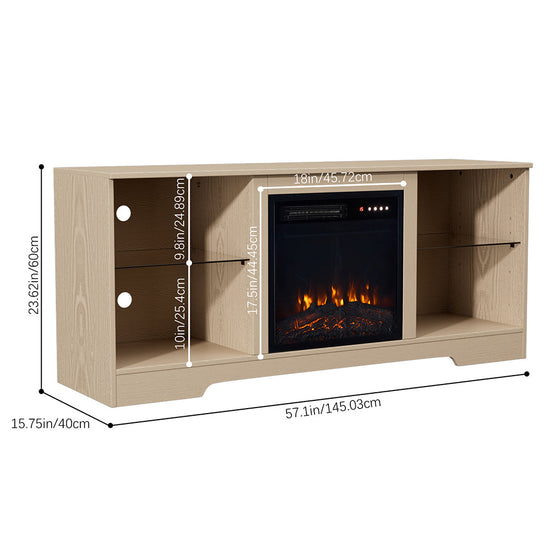 Smallbee Fireplace Cabinet with 18inch Electric Fire | Touchscreen-enabled, remote-controlled, timer-operated