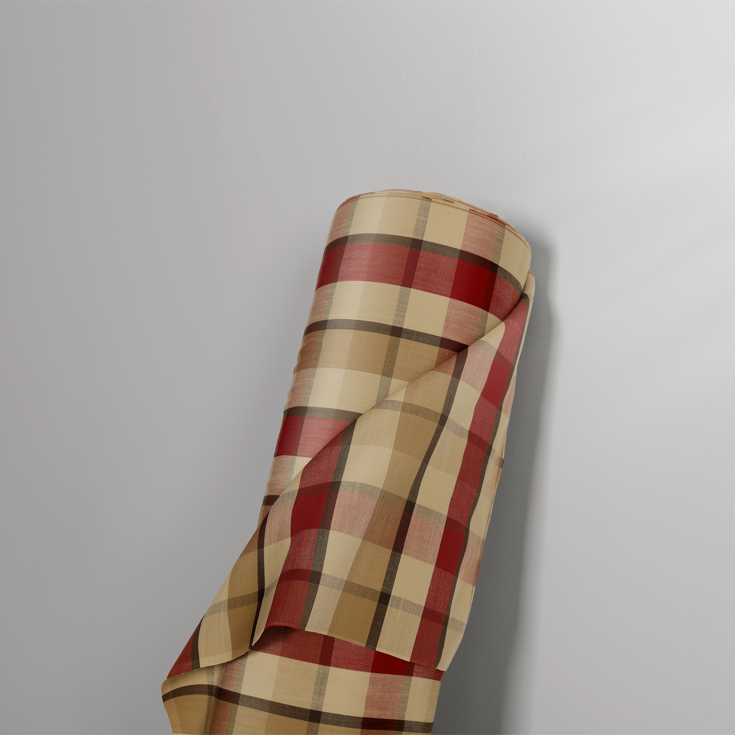 Mid-weight Windowpane Check Fabric Cotton, Deep Claret Red, AR460056