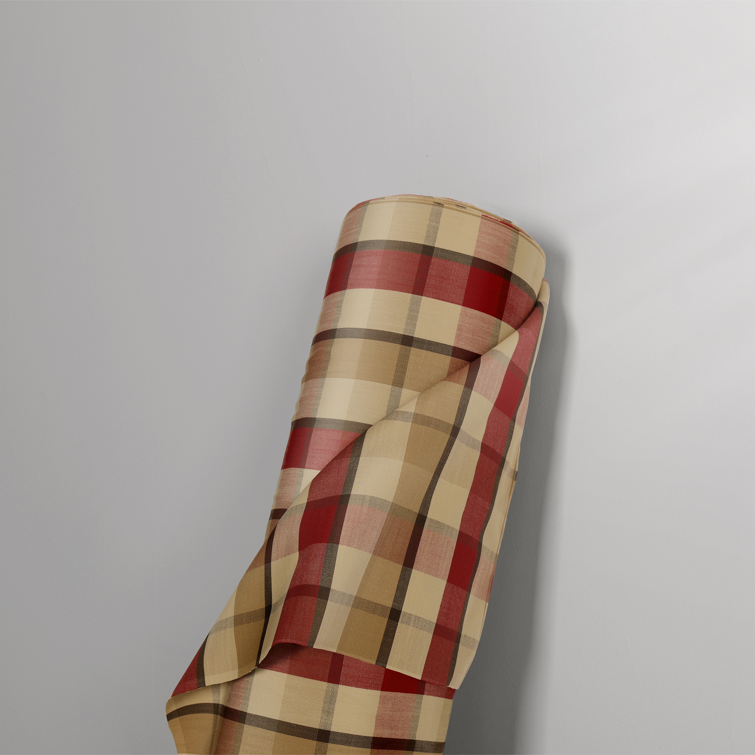 Mid-weight Windowpane Check Fabric Cotton, Deep Claret Red, AR460056