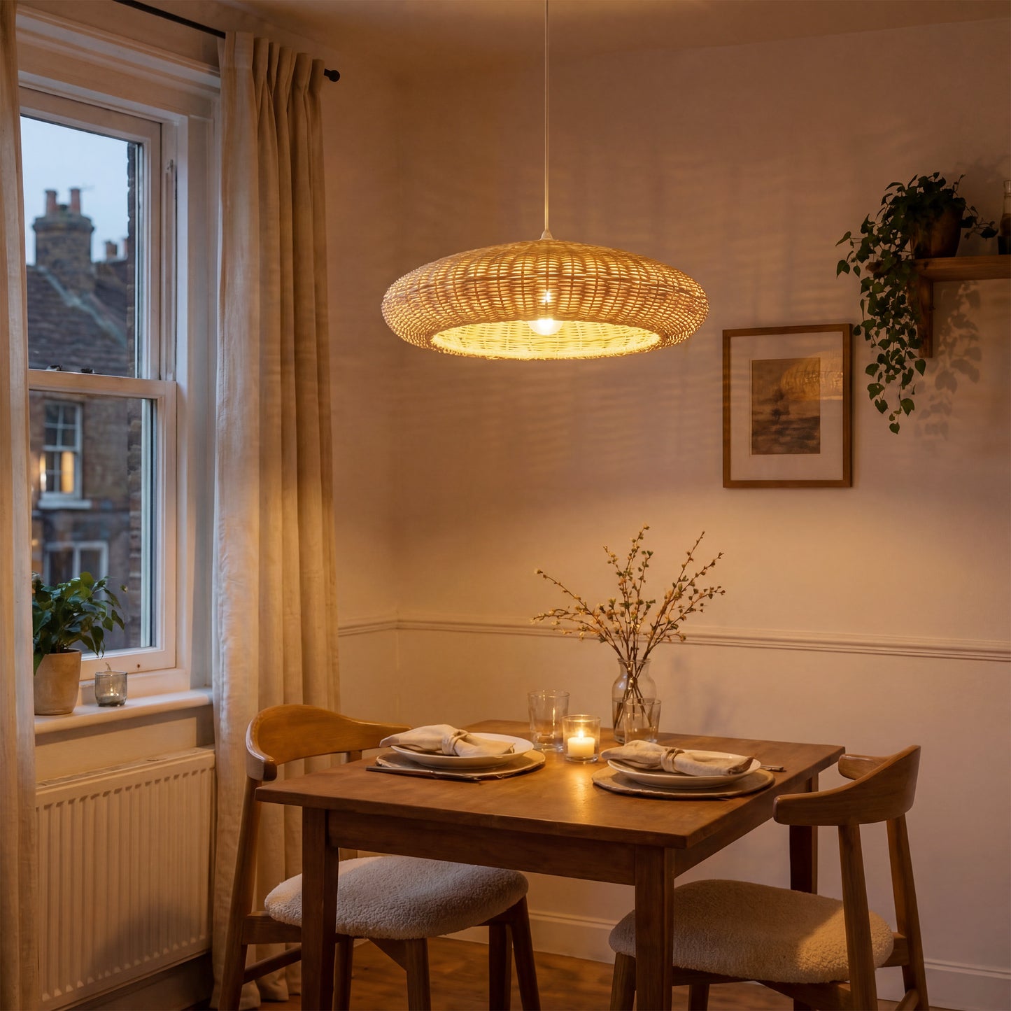 Japanese Shell-Inspired Rattan Pendant Light Natural Serenity