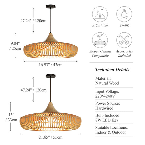 Shadome-Handcrafted Wooden Kitchen Pendant Light Fixtures