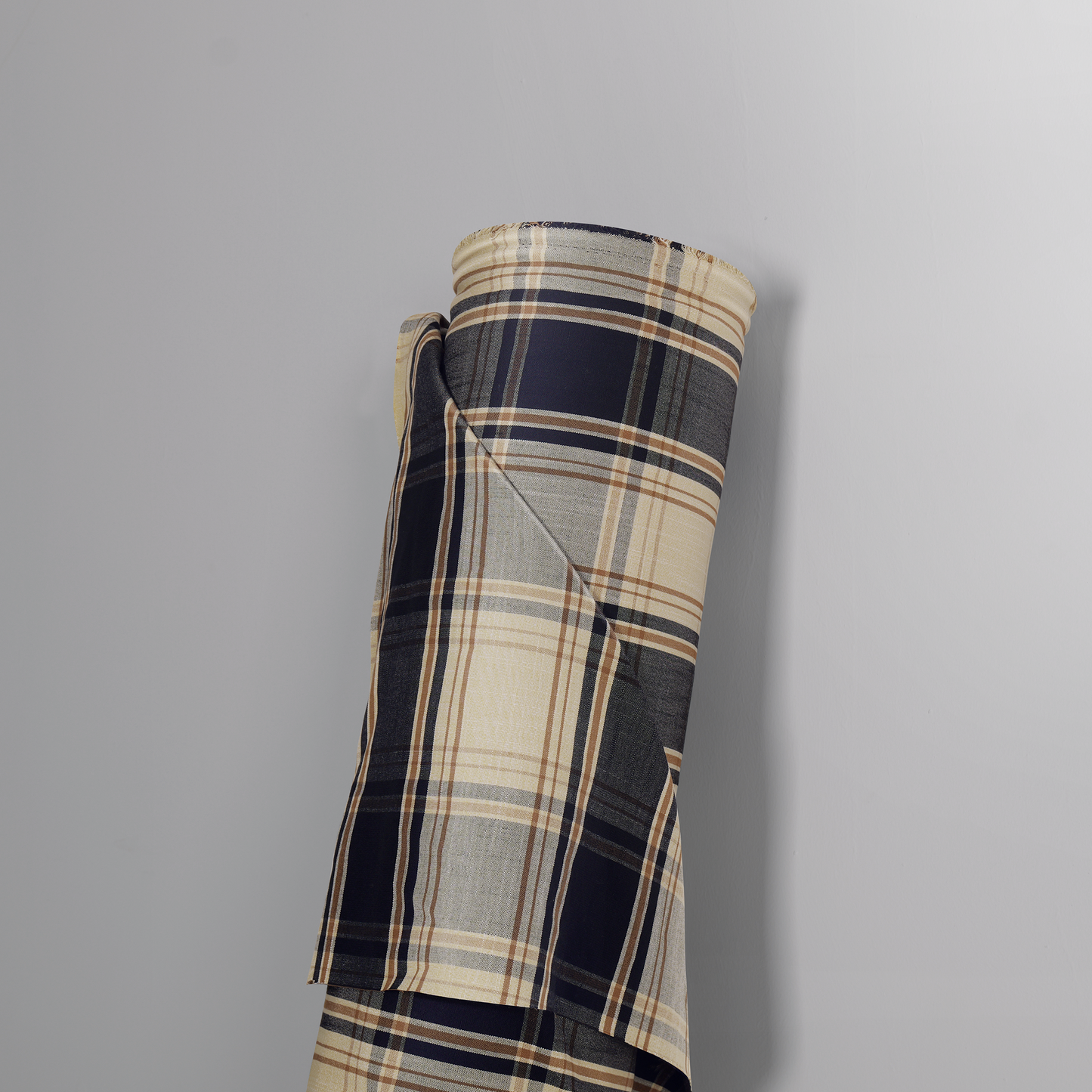 Mid-weight Tartan Check Fabric Cotton, Midnight Black, AR460058