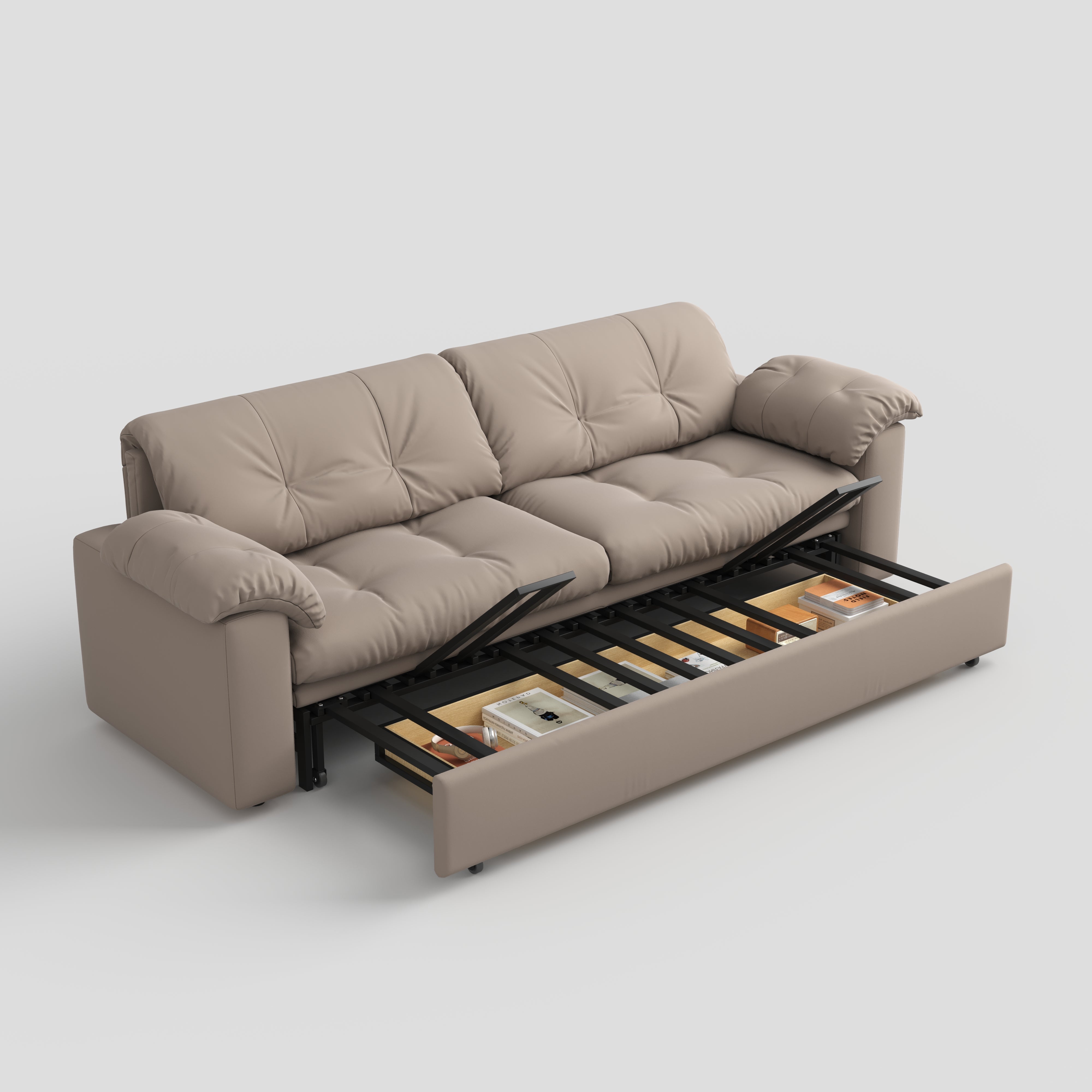 Multifunctional Sleeper Pull Out 2 Seater Sofa Bed with Storage Space