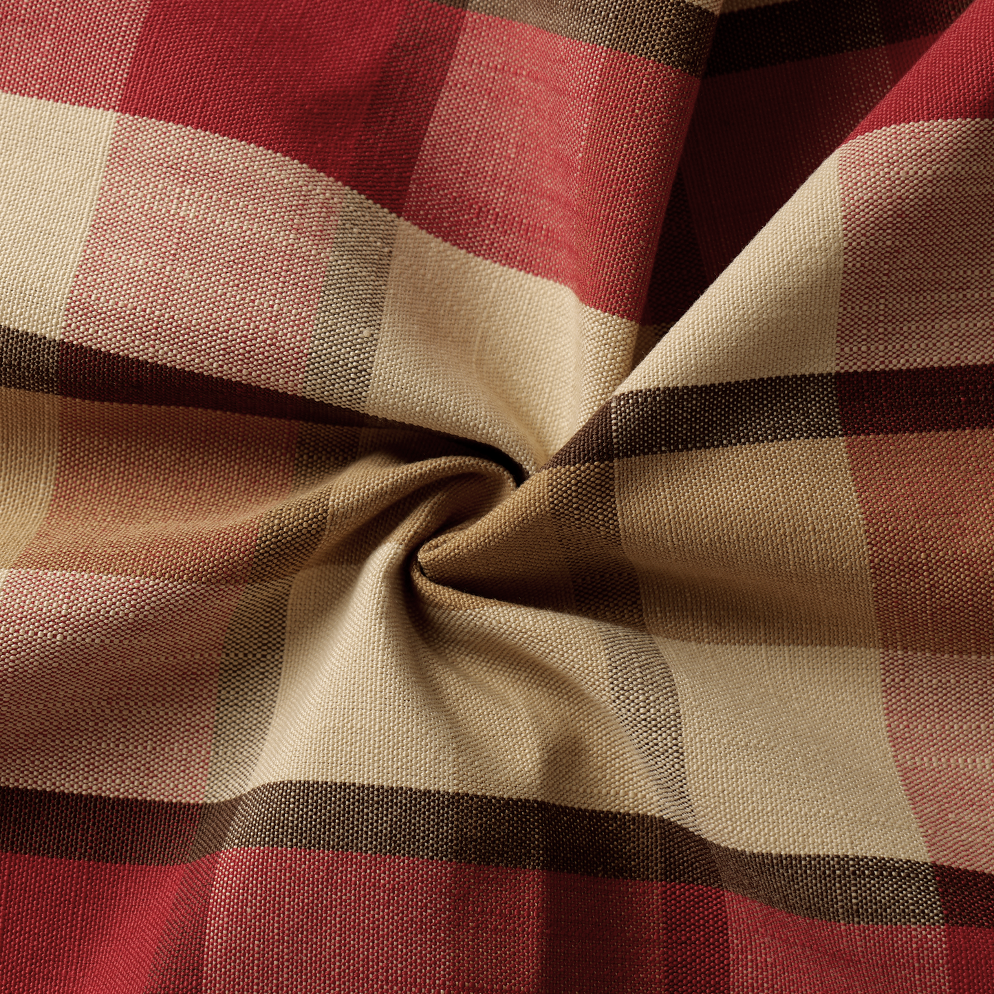 Mid-weight Windowpane Check Fabric Cotton, Deep Claret Red, AR460056