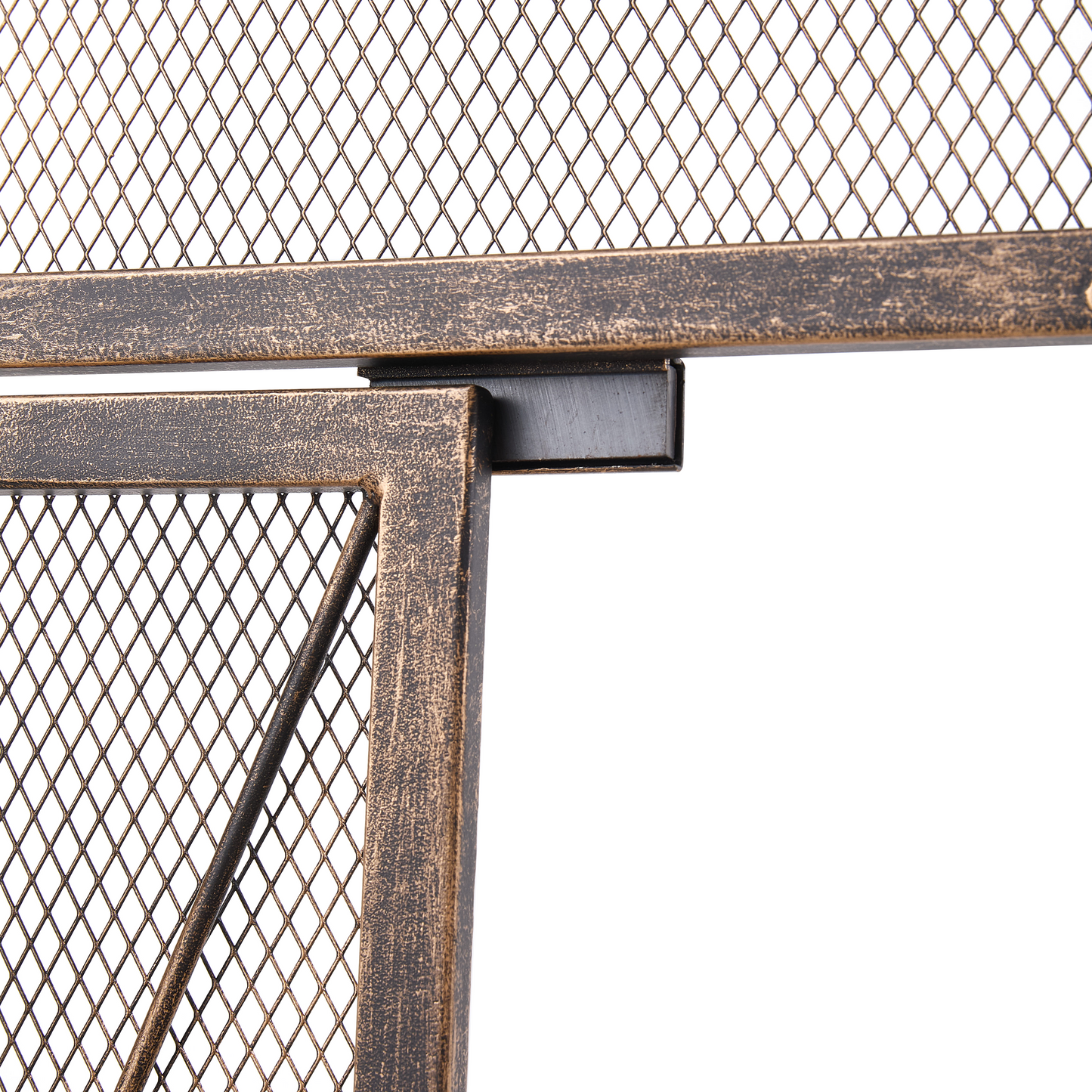 Smallbee Triple-Fold Iron Fireplace Screen Antique Copper Powder Coated – 127x13x81cm